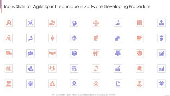 Icons Slide For Agile Sprint Technique In Software Developing Procedure Template PDF Icons Slide For Agile Sprint Technique In Software Developing Procedure Template PDF