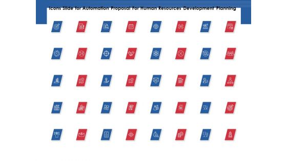 Icons Slide For Automation Proposal For Human Resources Development Planning Ppt PowerPoint Presentation Infographics Deck PDF