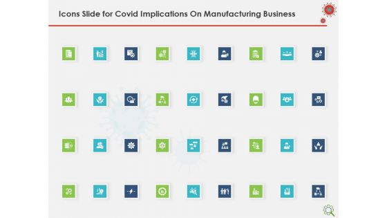Icons Slide For COVID Implications On Manufacturing Business Ppt Layouts Graphics Tutorials PDF