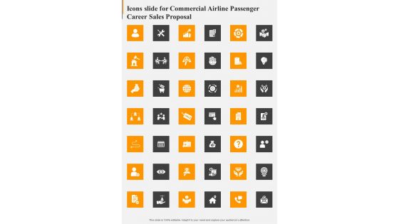 Icons Slide For Commercial Airline Passenger Career Sales Proposal One Pager Sample Example Document