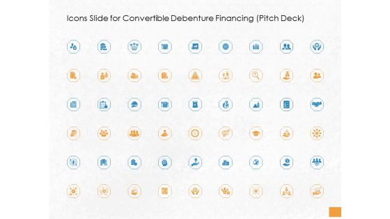 Icons Slide For Convertible Debenture Financing Pitch Deck Ppt PowerPoint Presentation Gallery Layouts PDF