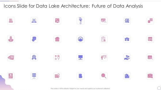 Icons Slide For Data Lake Architecture Future Of Data Analysis Slides PDF