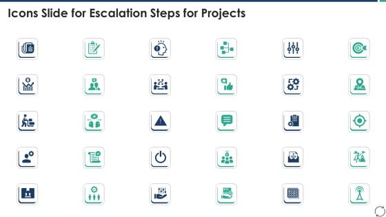 Icons Slide For Escalation Steps For Projects Icons PDF