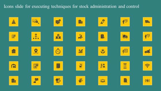 Icons Slide For Executing Techniques For Stock Administration And Control Structure PDF