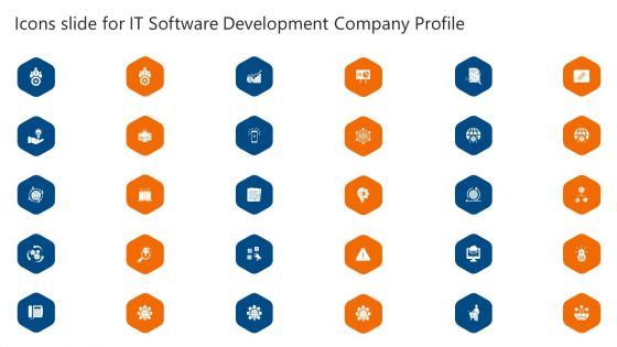 Icons Slide For IT Software Development Company Profile Diagrams PDF