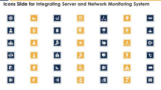 Icons Slide For Integrating Server And Network Monitoring System Brochure PDF