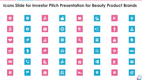 Icons Slide For Investor Pitch Presentation For Beauty Product Brands Summary PDF
