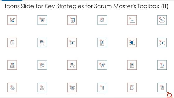 Icons Slide For Key Strategies For Scrum Masters Toolbox It Template PDF