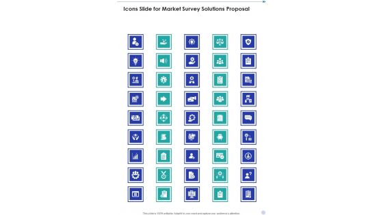 Icons Slide For Market Survey Solutions Proposal One Pager Sample Example Document