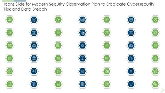 Icons Slide For Modern Security Observation Plan To Eradicate Cybersecurity Risk And Data Breach Clipart PDF
