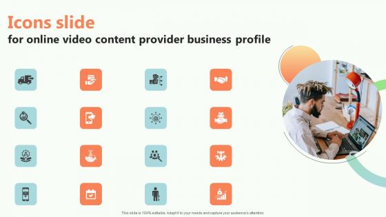 Icons Slide For Online Video Content Provider Business Profile Formats PDF Icons Slide For Online Video Content Provider Business Profile Formats PDF