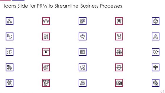 Icons Slide For PRM To Streamline Business Processes Summary PDF