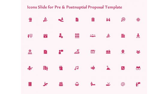 Icons Slide For Pre And Postnuptial Proposal Template Ppt Professional Clipart Images PDF