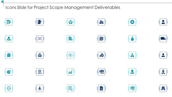 Icons Slide For Project Scope Management Deliverables Rules PDF