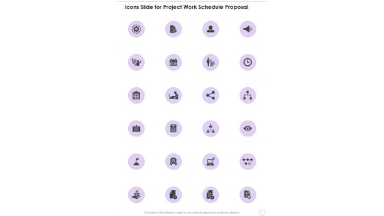 Icons Slide For Project Work Schedule Proposal One Pager Sample Example Document