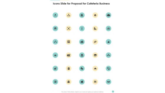 Icons Slide For Proposal For Cafeteria Business One Pager Sample Example Document