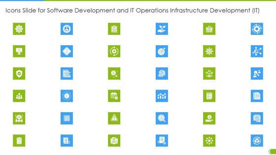 Icons Slide For Software Development And IT Operations Infrastructure Development IT Background PDF