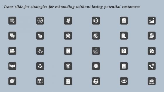 Icons Slide For Strategies For Rebranding Without Losing Potential Customers Introduction PDF