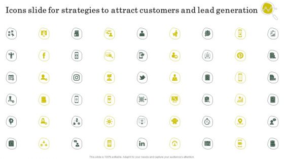 Icons Slide For Strategies To Attract Customers And Lead Generation Icons PDF