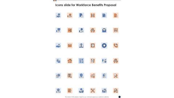 Icons Slide For Workforce Benefits Proposal One Pager Sample Example Document