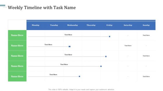 Identify Capital Structure Of Firm Weekly Timeline With Task Name Mockup PDF