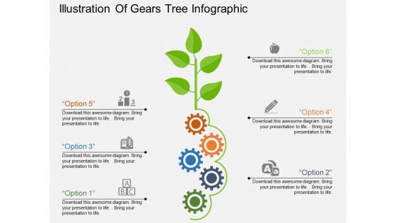 Illustration Of Gears Tree Infographic Powerpoint Templates