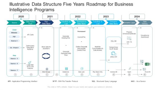 Illustrative Data Structure Five Years Roadmap For Business Intelligence Programs Infographics
