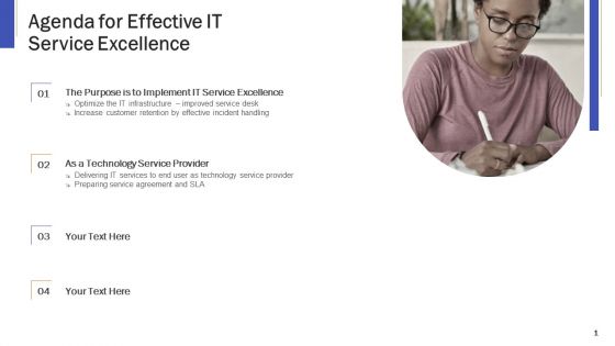 Impeccable Information Technology Facility Agenda For Effective IT Service Excellence Clipart PDF
