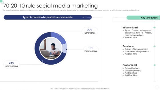 Implementing B2B And B2C Marketing 70 20 10 Rule Social Media Marketing Brochure PDF