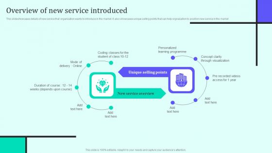 Implementing New Sales And Marketing Process For Services Overview Of New Service Introduced Summary PDF