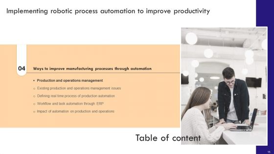 Implementing Robotic Process Automation To Improve Productivity Ppt PowerPoint Presentation Complete Deck With Slides