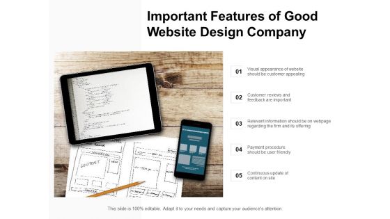 Important Features Of Good Website Design Company Ppt PowerPoint Presentation Icon Elements