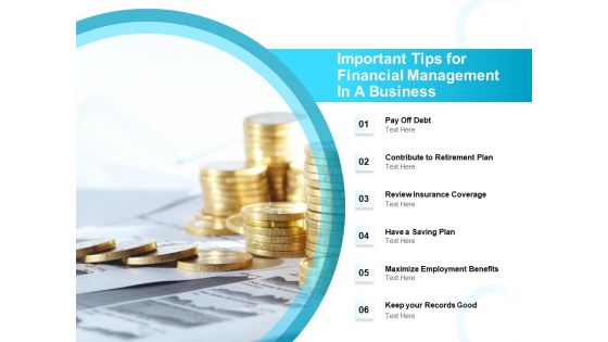 Important Tips For Financial Management In A Business Ppt PowerPoint Presentation Summary Brochure PDF