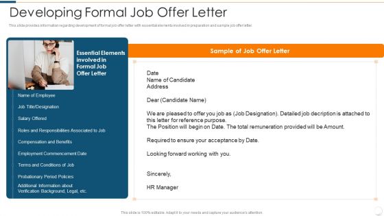Improvising Hiring Process Developing Formal Job Offer Letter Summary PDF
