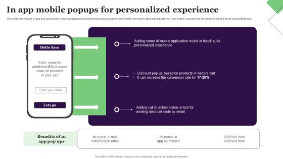 In App Mobile Popups For Personalized Experience Mockup PDF