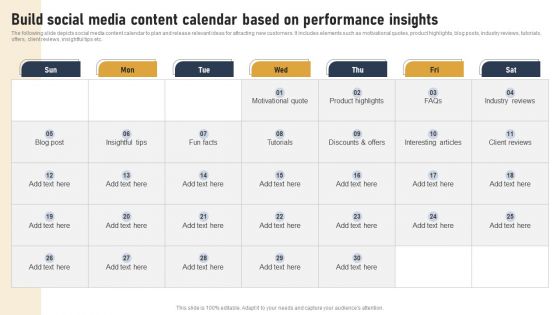 Incorporating Real Time Marketing For Improved Consumer Build Social Media Content Calendar Background PDF