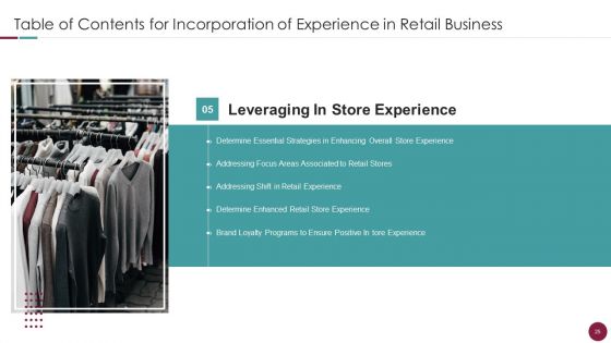 Incorporation Of Experience In Retail Business Ppt PowerPoint Presentation Complete Deck With Slides