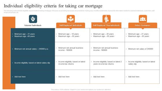 Individual Eligibility Criteria For Taking Car Mortgage Portrait PDF
