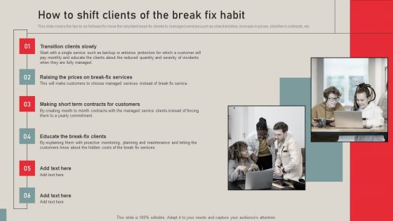 Individualized Pricing Approach For Managed Services How To Shift Clients Of The Break Fix Habit Template PDF