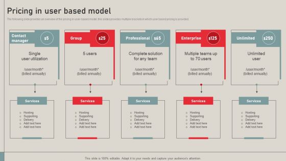 Individualized Pricing Approach For Managed Services Pricing In User Based Model Clipart PDF