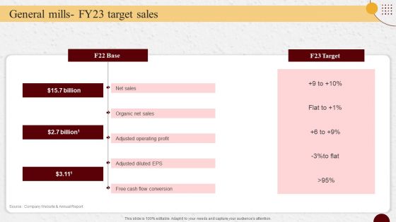 Industry Report Of Packaged Food Products Part 2 General Mills Fy23 Target Sales Formats PDF