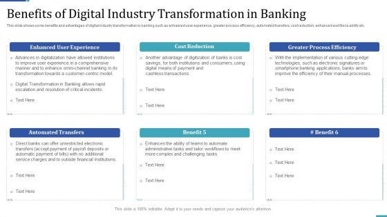 Industry Transformation Approaches Banking Sector Employee Development Benefits Of Digital Industry Demonstration PDF