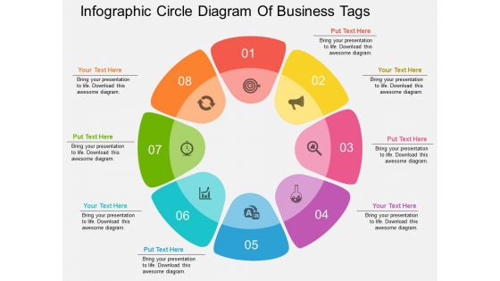 Infographic Circle Diagram Of Business Tags Powerpoint Template