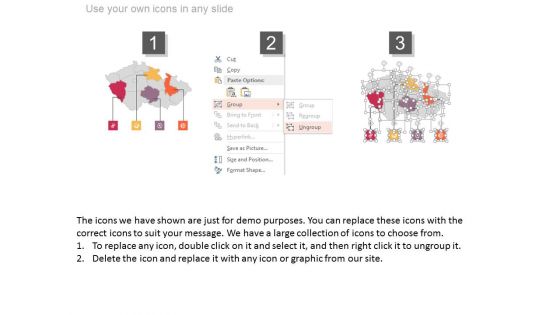 Infographic Map Diagram With Four Points Powerpoint Slides