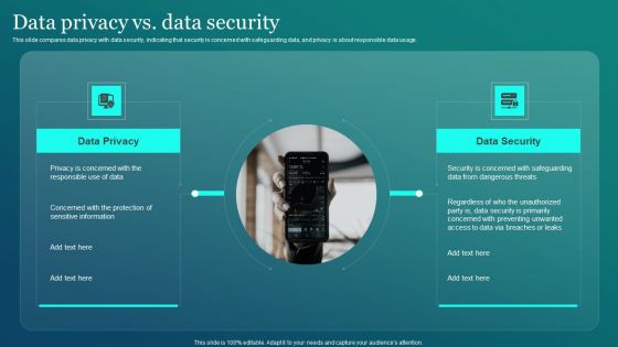 Information Security Data Privacy Vs Data Security Ppt PowerPoint Presentation File Infographic Template PDF