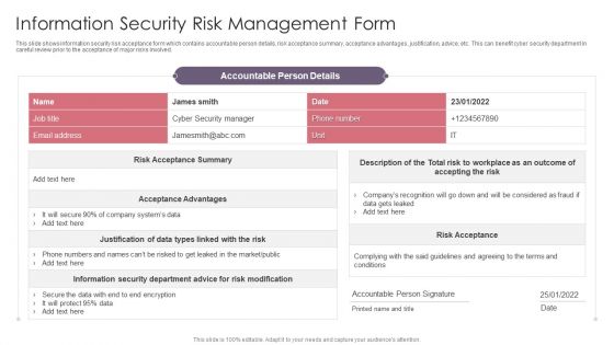 Information Security Risk Management Form Guidelines PDF