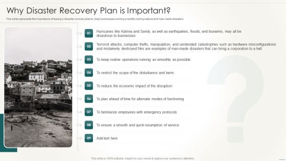 Information Technology Disaster Resilience Plan Why Disaster Recovery Plan Is Important Pictures PDF