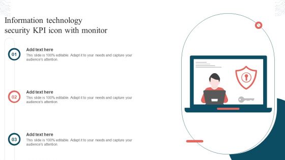 Information Technology Security KPI Icon With Monitor Pictures PDF