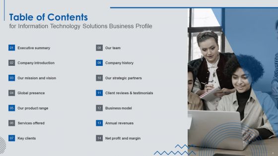 Information Technology Solutions Business Profile Ppt PowerPoint Presentation Complete Deck With Slides