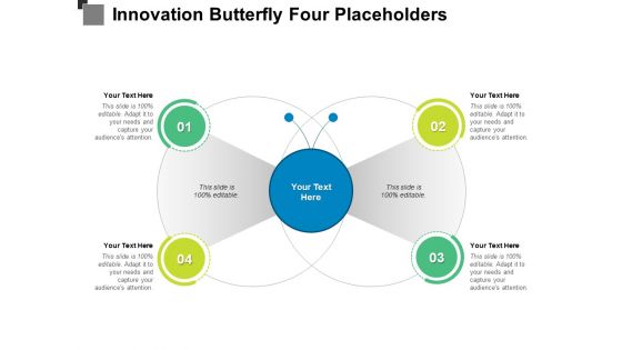 Innovation Butterfly Four Placeholders Ppt PowerPoint Presentation Infographics Elements PDF